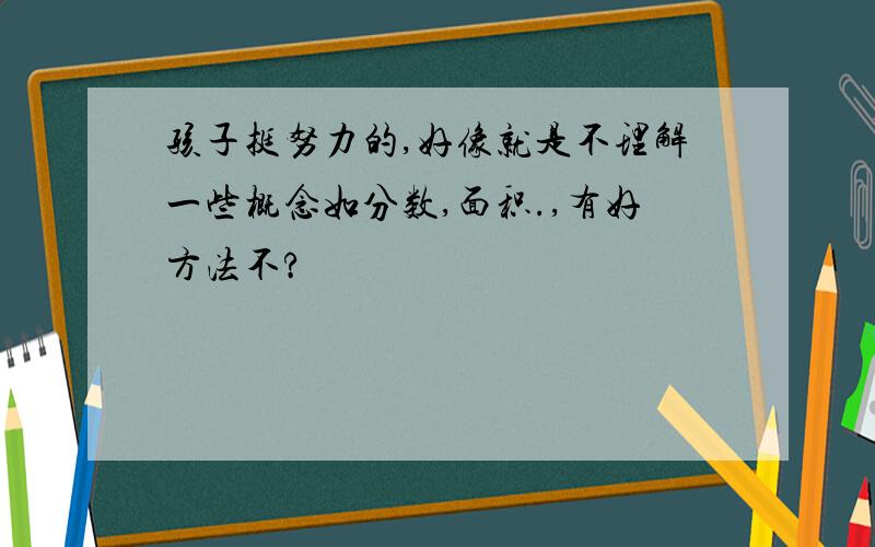 孩子挺努力的,好像就是不理解一些概念如分数,面积.,有好方法不?