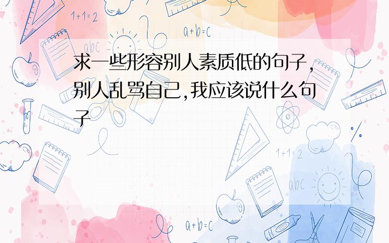 求一些形容别人素质低的句子,别人乱骂自己,我应该说什么句子