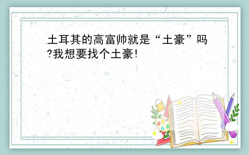 土耳其的高富帅就是“土豪”吗?我想要找个土豪!