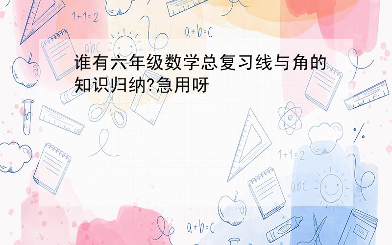 谁有六年级数学总复习线与角的知识归纳?急用呀