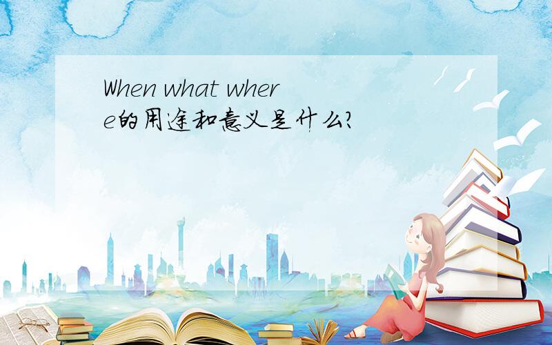 When what where的用途和意义是什么?