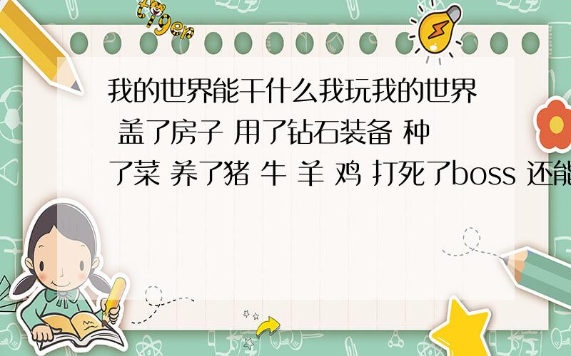 我的世界能干什么我玩我的世界 盖了房子 用了钻石装备 种了菜 养了猪 牛 羊 鸡 打死了boss 还能干啥?