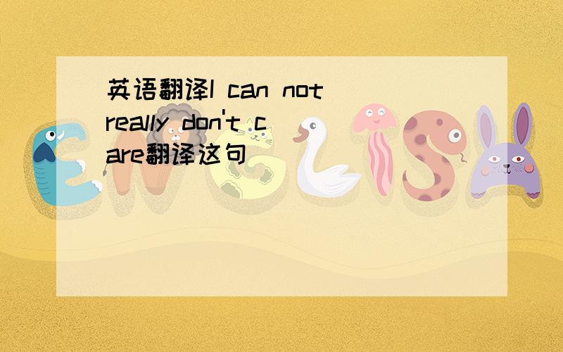 英语翻译I can not really don't care翻译这句