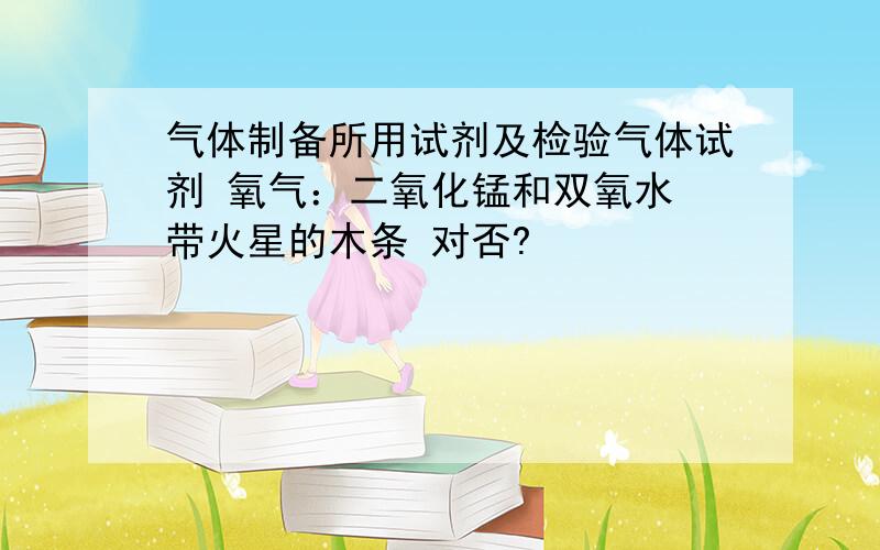 气体制备所用试剂及检验气体试剂 氧气：二氧化锰和双氧水 带火星的木条 对否?