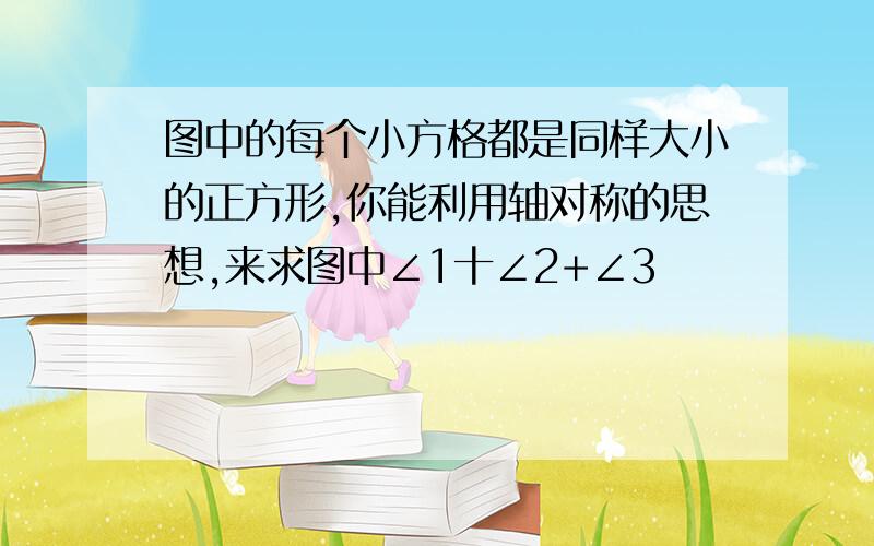 图中的每个小方格都是同样大小的正方形,你能利用轴对称的思想,来求图中∠1十∠2+∠3