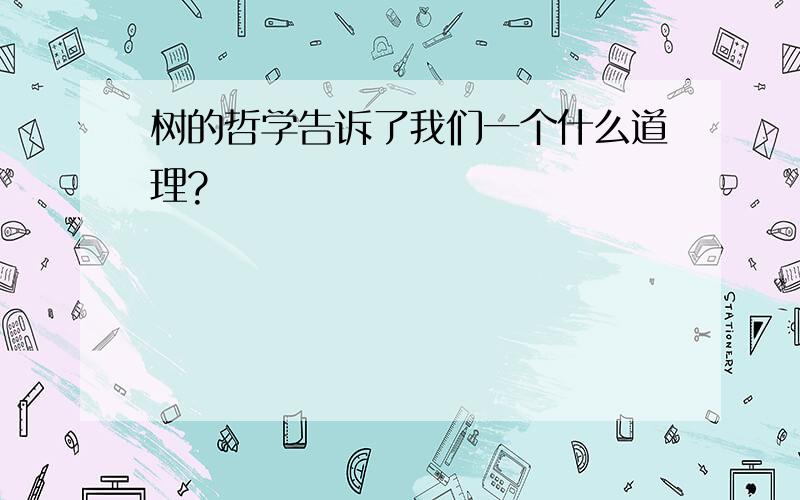 树的哲学告诉了我们一个什么道理?