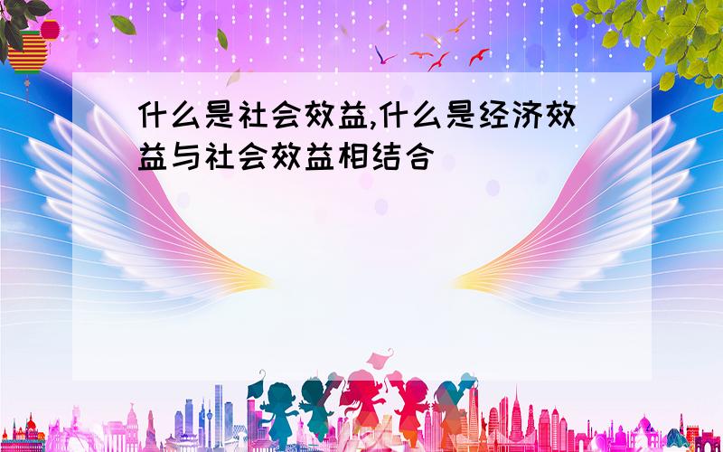 什么是社会效益,什么是经济效益与社会效益相结合