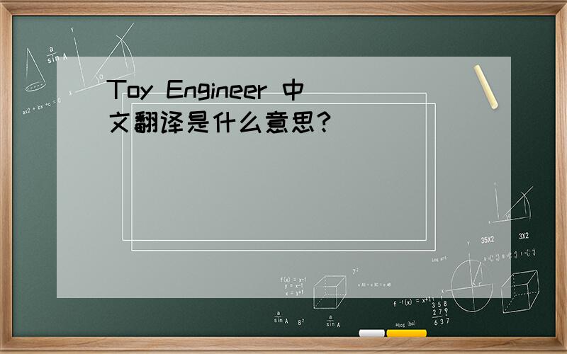 Toy Engineer 中文翻译是什么意思?