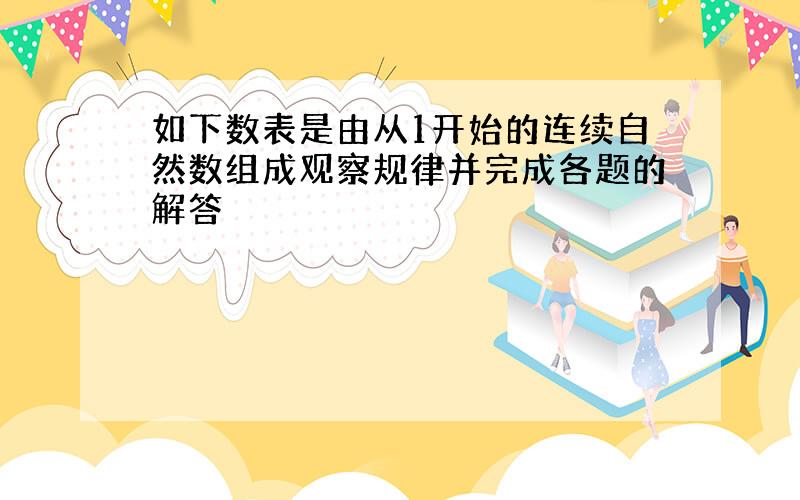 如下数表是由从1开始的连续自然数组成观察规律并完成各题的解答