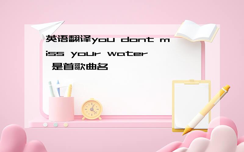 英语翻译you dont miss your water 是首歌曲名