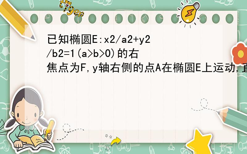 已知椭圆E:x2/a2+y2/b2=1(a>b>0)的右焦点为F,y轴右侧的点A在椭圆E上运动,直线MA与圆C：x2+y