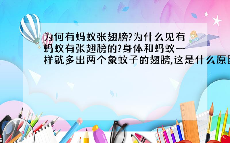 为何有蚂蚁张翅膀?为什么见有蚂蚁有张翅膀的?身体和蚂蚁一样就多出两个象蚊子的翅膀,这是什么原因呢?