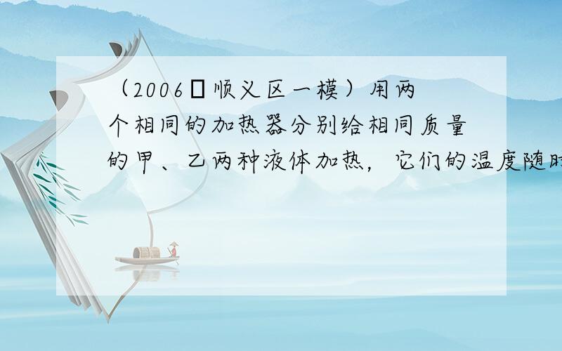 （2006•顺义区一模）用两个相同的加热器分别给相同质量的甲、乙两种液体加热，它们的温度随时间变化的图象如图所示，由图可