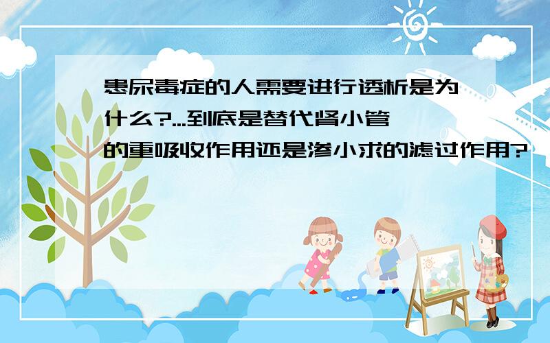 患尿毒症的人需要进行透析是为什么?...到底是替代肾小管的重吸收作用还是渗小求的滤过作用?