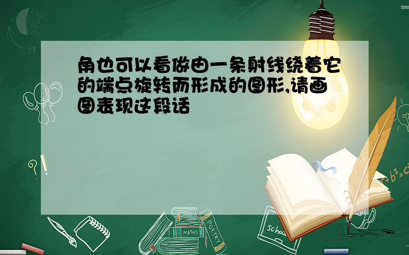 角也可以看做由一条射线绕着它的端点旋转而形成的图形,请画图表现这段话