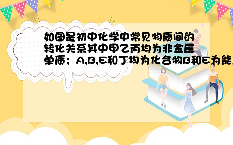 如图是初中化学中常见物质间的转化关系其中甲乙丙均为非金属单质；A,B,E和丁均为化合物B和E为能产生温室效