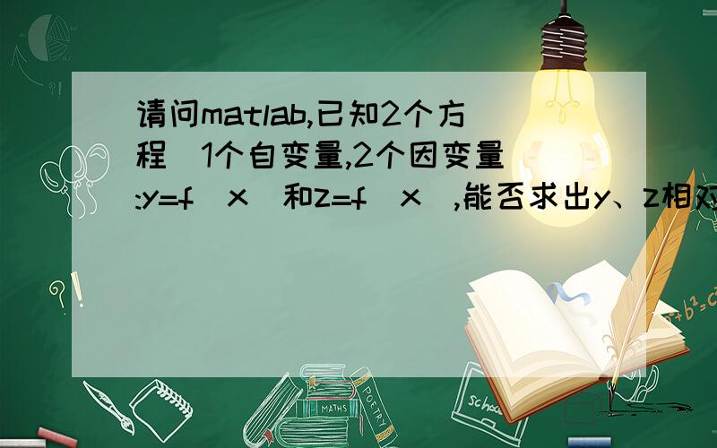 请问matlab,已知2个方程（1个自变量,2个因变量）:y=f(x)和z=f(x),能否求出y、z相对应的1000个数