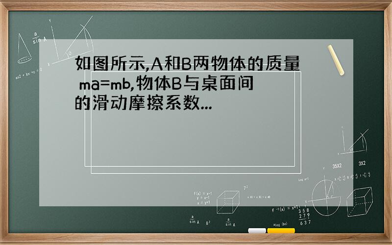 如图所示,A和B两物体的质量 ma=mb,物体B与桌面间的滑动摩擦系数...