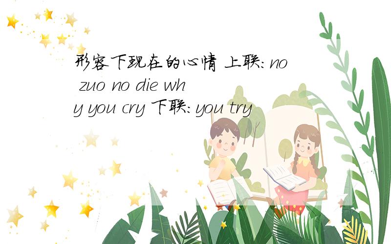 形容下现在的心情 上联:no zuo no die why you cry 下联:you try