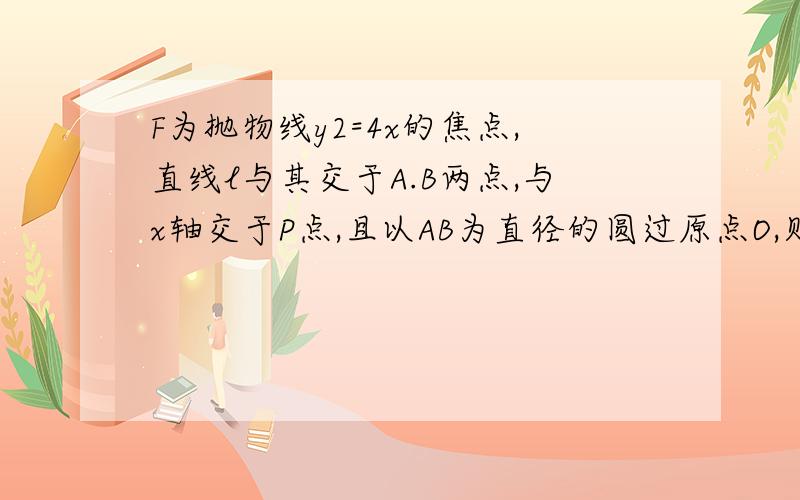 F为抛物线y2=4x的焦点,直线l与其交于A.B两点,与x轴交于P点,且以AB为直径的圆过原点O,则OF·FP