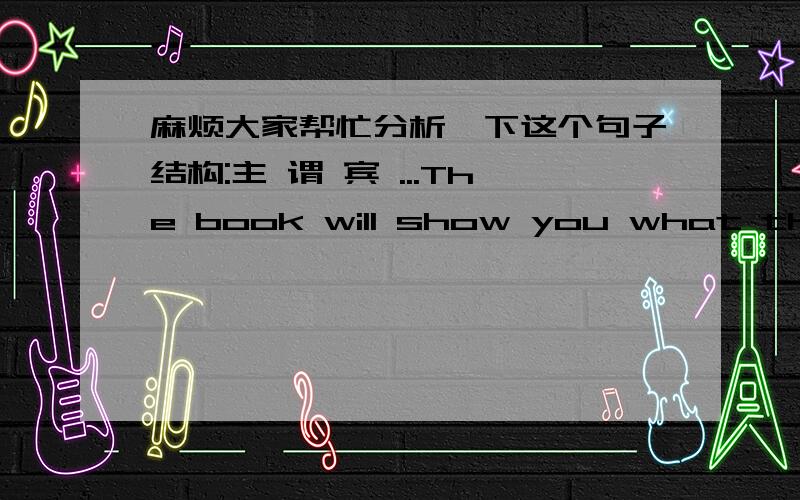 麻烦大家帮忙分析一下这个句子结构:主 谓 宾 ...The book will show you what the be