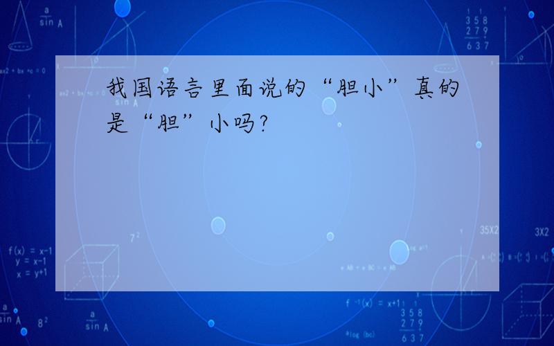 我国语言里面说的“胆小”真的是“胆”小吗?