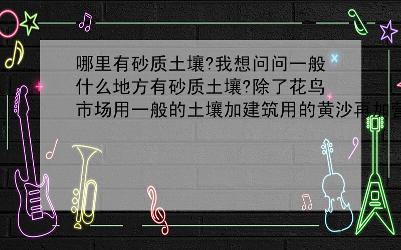 哪里有砂质土壤?我想问问一般什么地方有砂质土壤?除了花鸟市场用一般的土壤加建筑用的黄沙再加营养土 这样的土壤可以种植植物