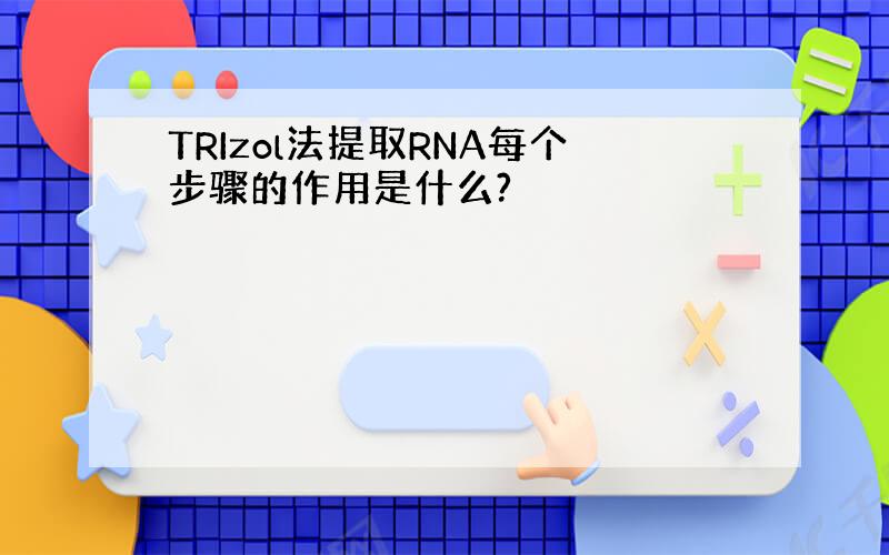 TRIzol法提取RNA每个步骤的作用是什么?