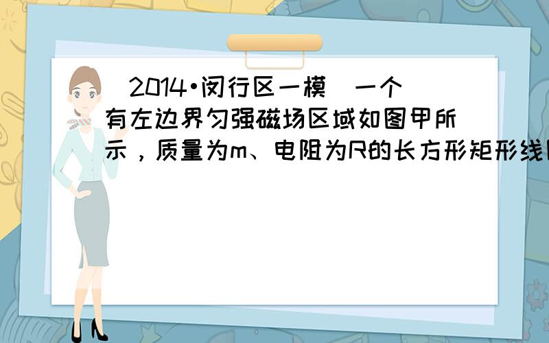 （2014•闵行区一模）一个有左边界匀强磁场区域如图甲所示，质量为m、电阻为R的长方形矩形线圈abcd边长分别为L和2L