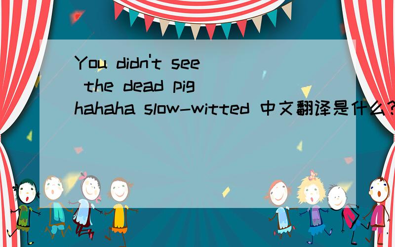 You didn't see the dead pig hahaha slow-witted 中文翻译是什么?