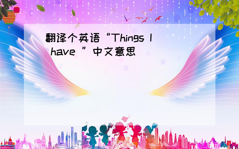 翻译个英语“Things I have ”中文意思