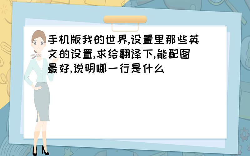 手机版我的世界,设置里那些英文的设置,求给翻译下,能配图最好,说明哪一行是什么