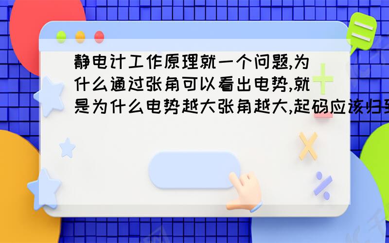 静电计工作原理就一个问题,为什么通过张角可以看出电势,就是为什么电势越大张角越大,起码应该归到力的性质来吧,至于什么金属