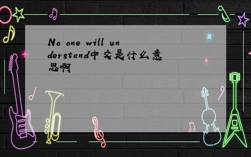 No one will understand中文是什么意思啊