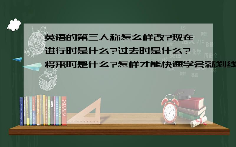 英语的第三人称怎么样改?现在进行时是什么?过去时是什么?将来时是什么?怎样才能快速学会就划线部分提问?