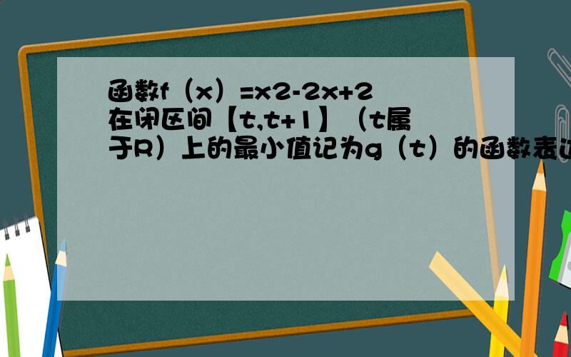 函数f（x）=x2-2x+2在闭区间【t,t+1】（t属于R）上的最小值记为g（t）的函数表达式 清晰问题在图中