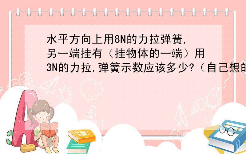 水平方向上用8N的力拉弹簧,另一端挂有（挂物体的一端）用3N的力拉,弹簧示数应该多少?（自己想的,3Q