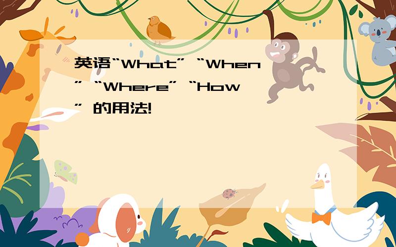 英语“What” “When” “Where” “How” 的用法!