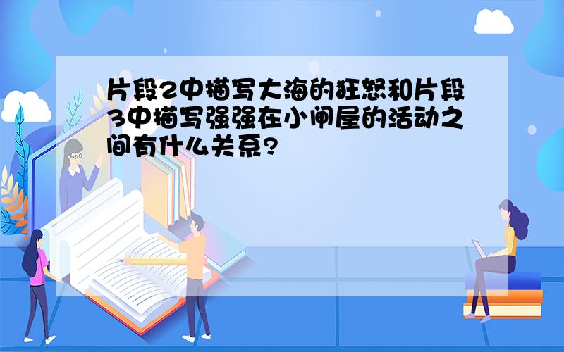 片段2中描写大海的狂怒和片段3中描写强强在小闸屋的活动之间有什么关系?