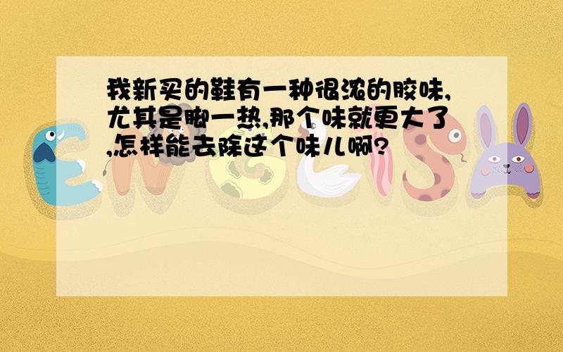 我新买的鞋有一种很浓的胶味,尤其是脚一热,那个味就更大了,怎样能去除这个味儿啊?