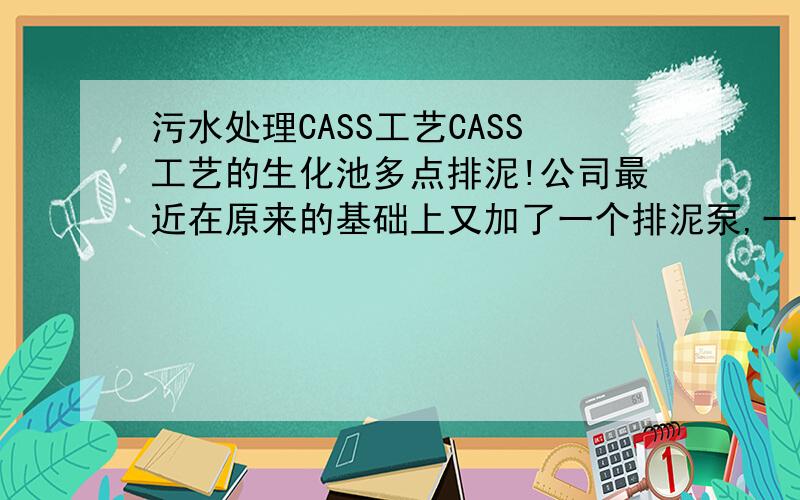 污水处理CASS工艺CASS工艺的生化池多点排泥!公司最近在原来的基础上又加了一个排泥泵,一个排泥泵和两个排泥泵的区别