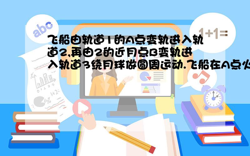 飞船由轨道1的A点变轨进入轨道2,再由2的近月点B变轨进入轨道3绕月球做圆周运动.飞船在A点火变轨的瞬间,