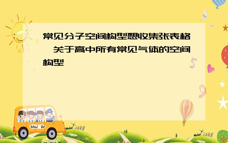 常见分子空间构型想收集张表格,关于高中所有常见气体的空间构型