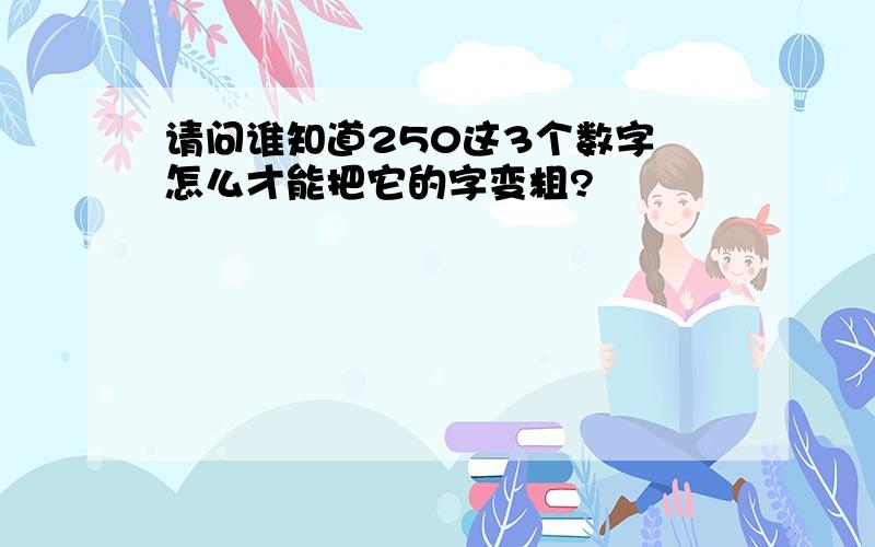 请问谁知道250这3个数字 怎么才能把它的字变粗?