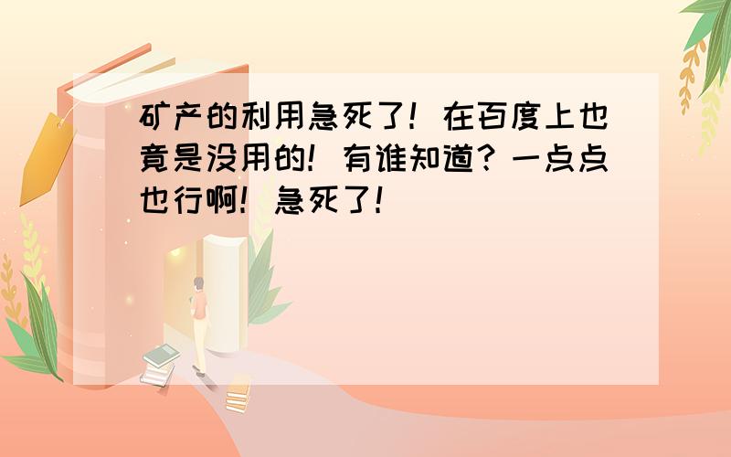 矿产的利用急死了！在百度上也竟是没用的！有谁知道？一点点也行啊！急死了！