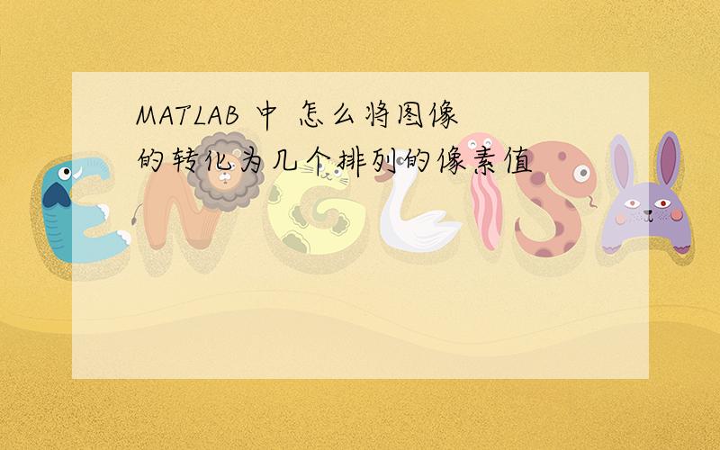 MATLAB 中 怎么将图像的转化为几个排列的像素值