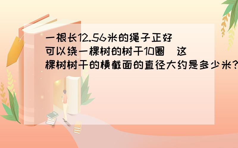 一根长12.56米的绳子正好可以绕一棵树的树干10圈．这棵树树干的横截面的直径大约是多少米？