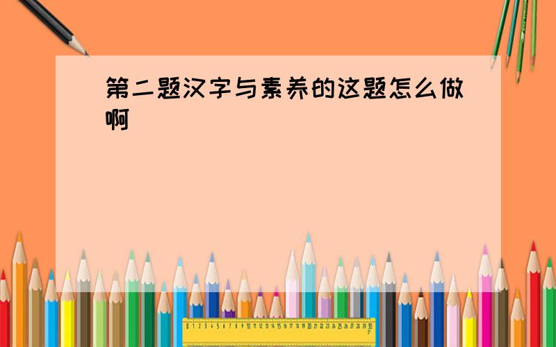 第二题汉字与素养的这题怎么做啊