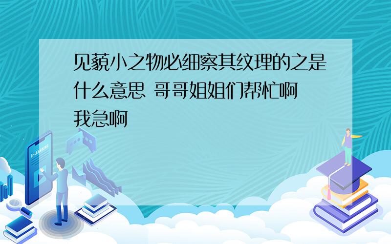 见藐小之物必细察其纹理的之是什么意思 哥哥姐姐们帮忙啊 我急啊