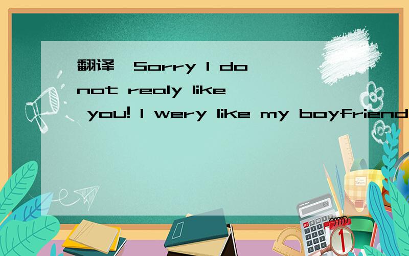 翻译、Sorry I do not realy like you! I wery like my boyfriend!